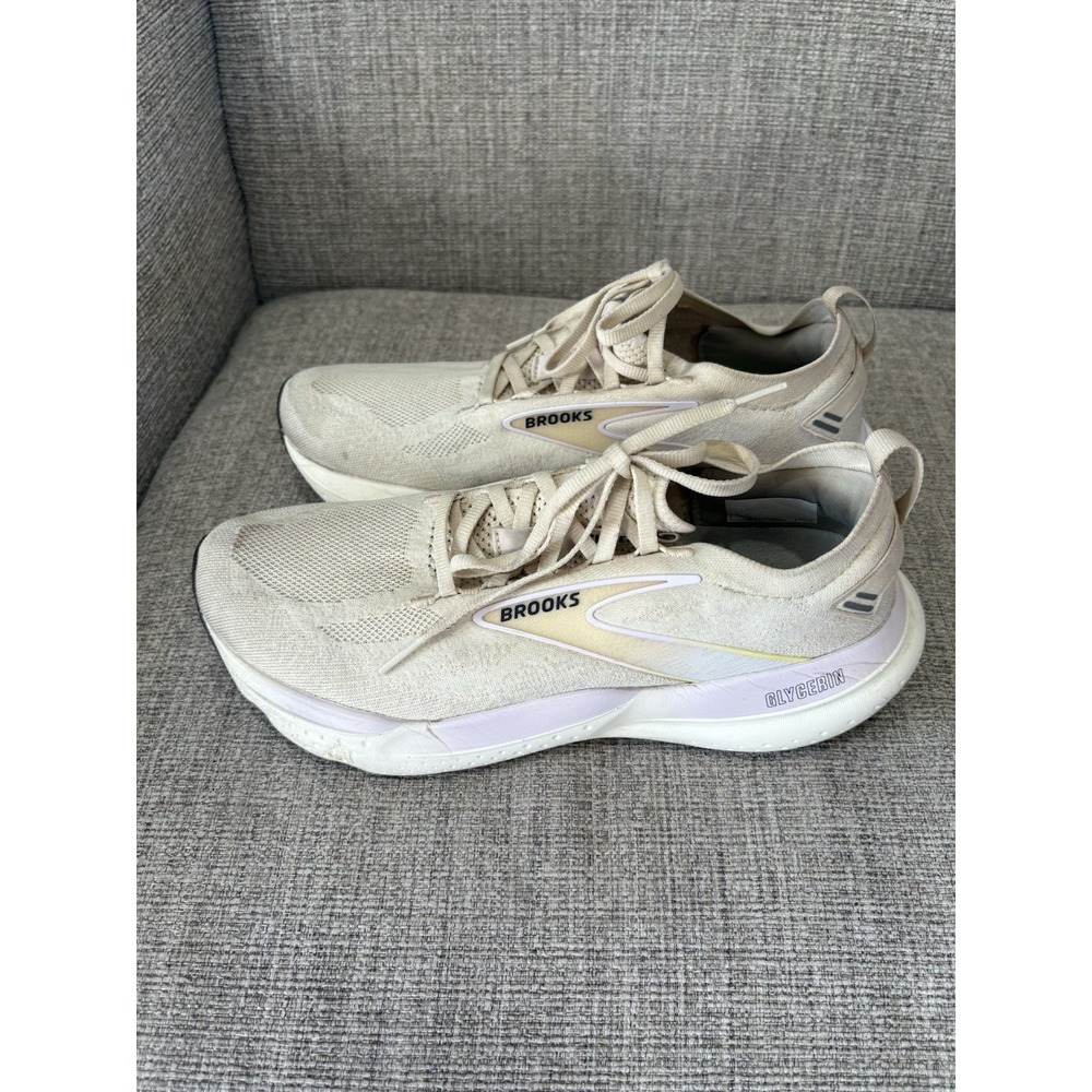 Women's Brooks Glycerin StealthFit 21 Running Shoes Cream Sz 10